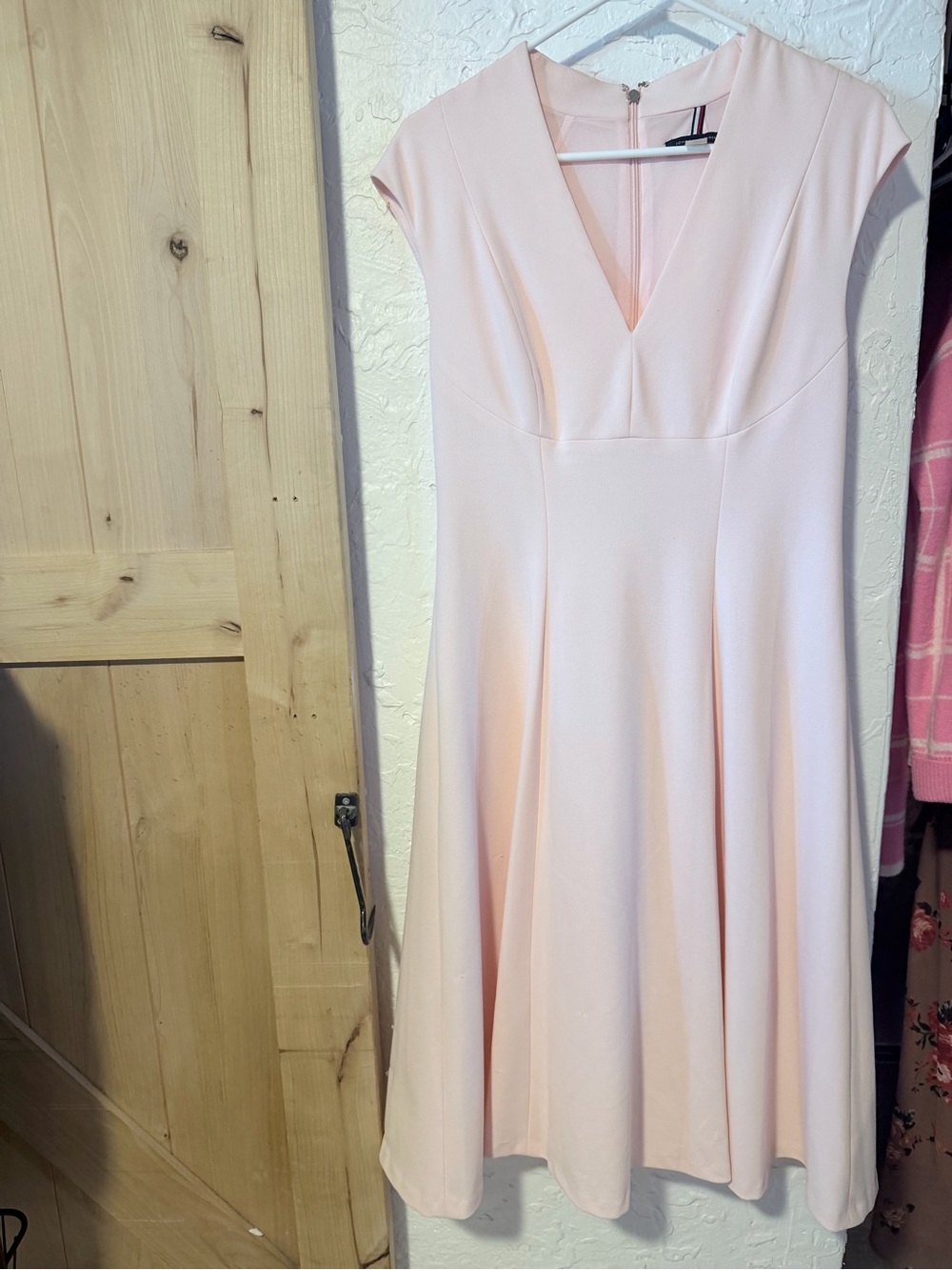 Tommy Hilfiger Blush Pink V-Neck Midi Dress